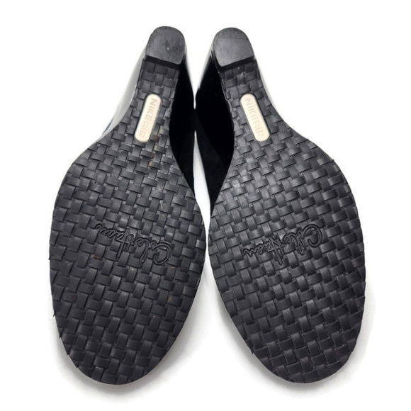 Cole Haan Air Black Suede Patent Leather Wrapped Wedge Heel Pumps - Picture 9 of 11